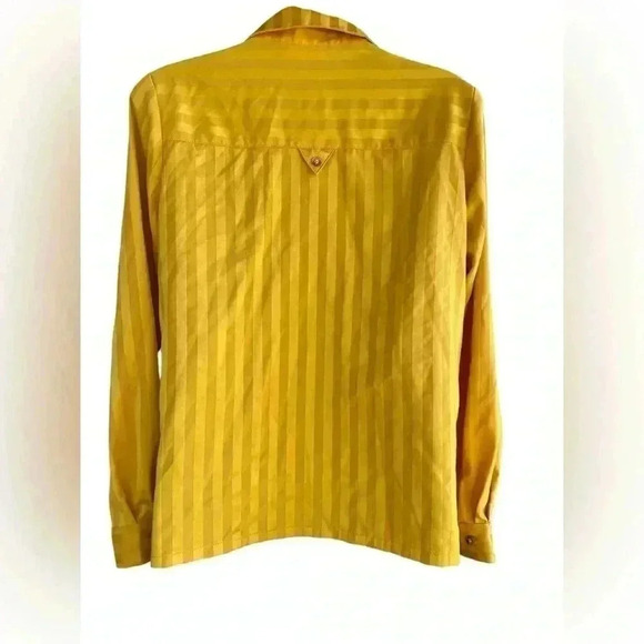 FRNCH women’s CHAFIANE STRIPED button down SHIRT yellow sz Small used no flaws - Picture 2 of 12